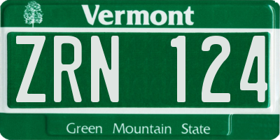 VT license plate ZRN124