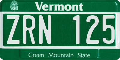 VT license plate ZRN125