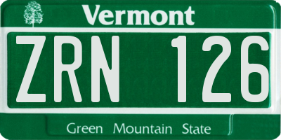 VT license plate ZRN126