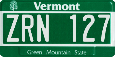 VT license plate ZRN127