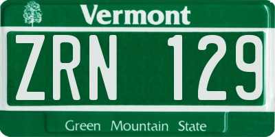 VT license plate ZRN129