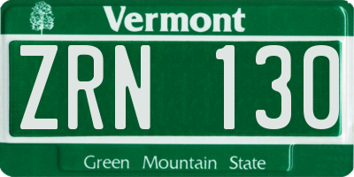 VT license plate ZRN130