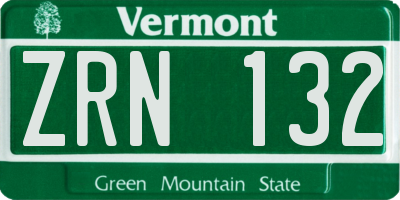 VT license plate ZRN132