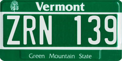 VT license plate ZRN139