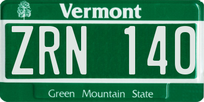 VT license plate ZRN140