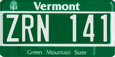 VT license plate ZRN141