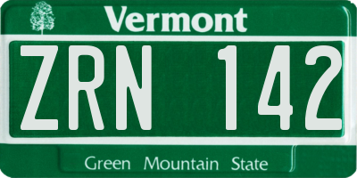 VT license plate ZRN142