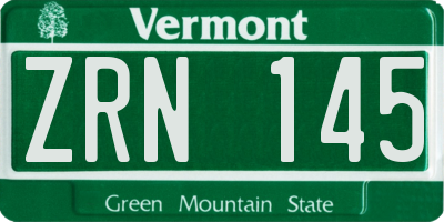 VT license plate ZRN145