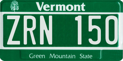 VT license plate ZRN150