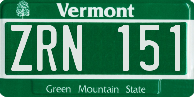 VT license plate ZRN151