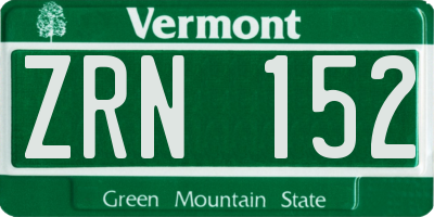 VT license plate ZRN152