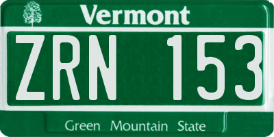 VT license plate ZRN153