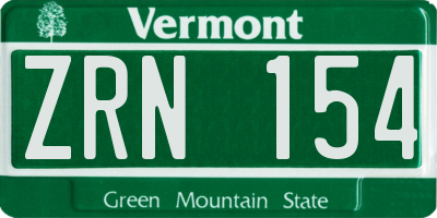 VT license plate ZRN154