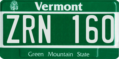 VT license plate ZRN160