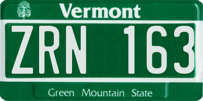 VT license plate ZRN163