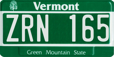 VT license plate ZRN165