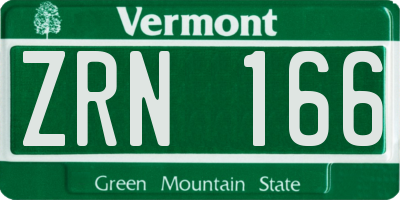 VT license plate ZRN166
