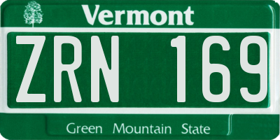 VT license plate ZRN169