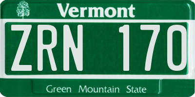 VT license plate ZRN170