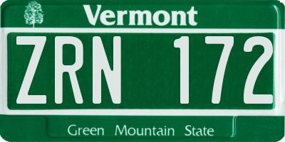 VT license plate ZRN172