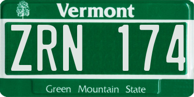 VT license plate ZRN174
