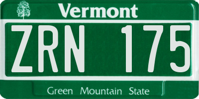 VT license plate ZRN175