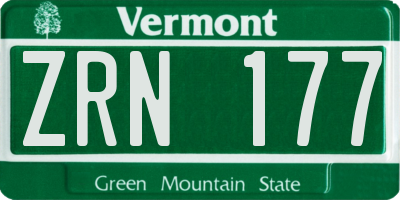 VT license plate ZRN177