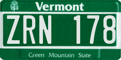 VT license plate ZRN178