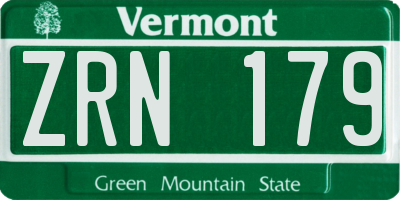 VT license plate ZRN179