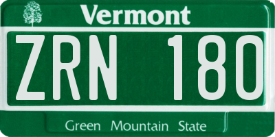 VT license plate ZRN180
