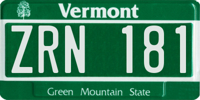 VT license plate ZRN181