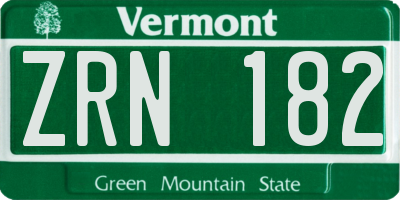 VT license plate ZRN182