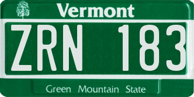 VT license plate ZRN183