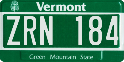 VT license plate ZRN184