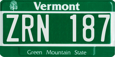 VT license plate ZRN187