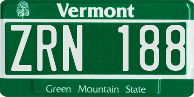 VT license plate ZRN188