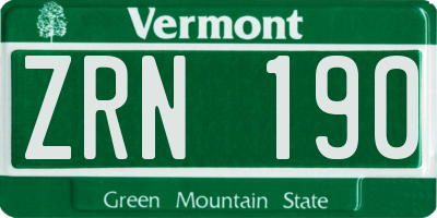 VT license plate ZRN190
