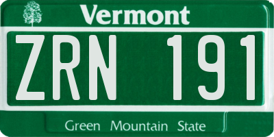 VT license plate ZRN191