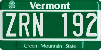 VT license plate ZRN192