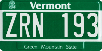 VT license plate ZRN193