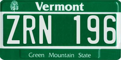 VT license plate ZRN196