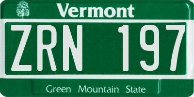 VT license plate ZRN197