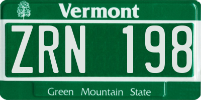 VT license plate ZRN198