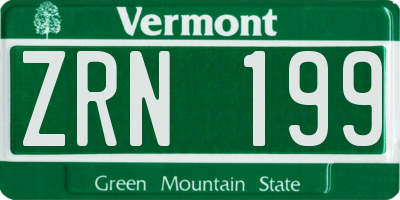 VT license plate ZRN199