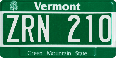 VT license plate ZRN210
