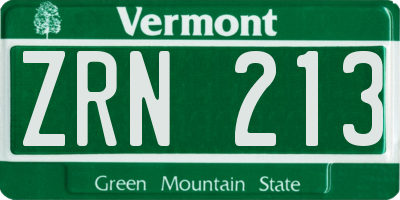 VT license plate ZRN213