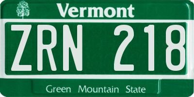 VT license plate ZRN218