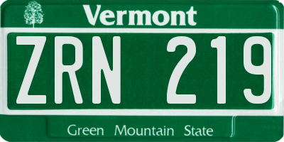 VT license plate ZRN219