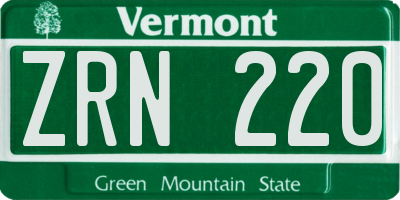 VT license plate ZRN220