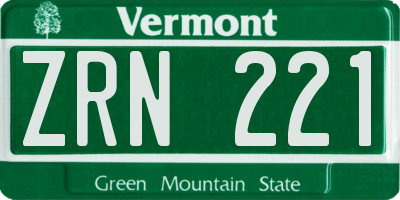 VT license plate ZRN221